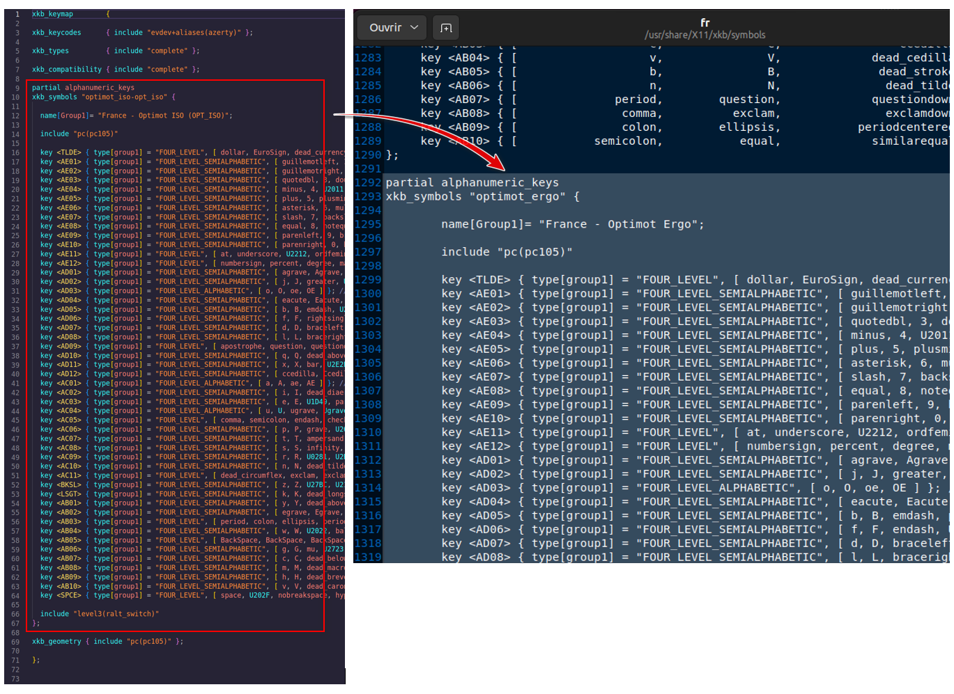 Copier les données xkb